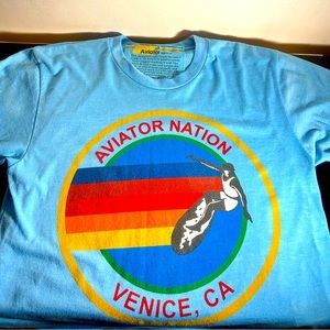AVIATOR NATION SIGNATURE BOYFRIEND TEE - NEON BLUE